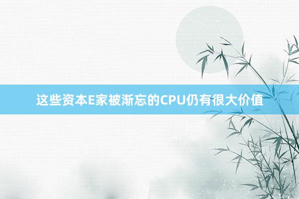 这些资本E家被渐忘的CPU仍有很大价值